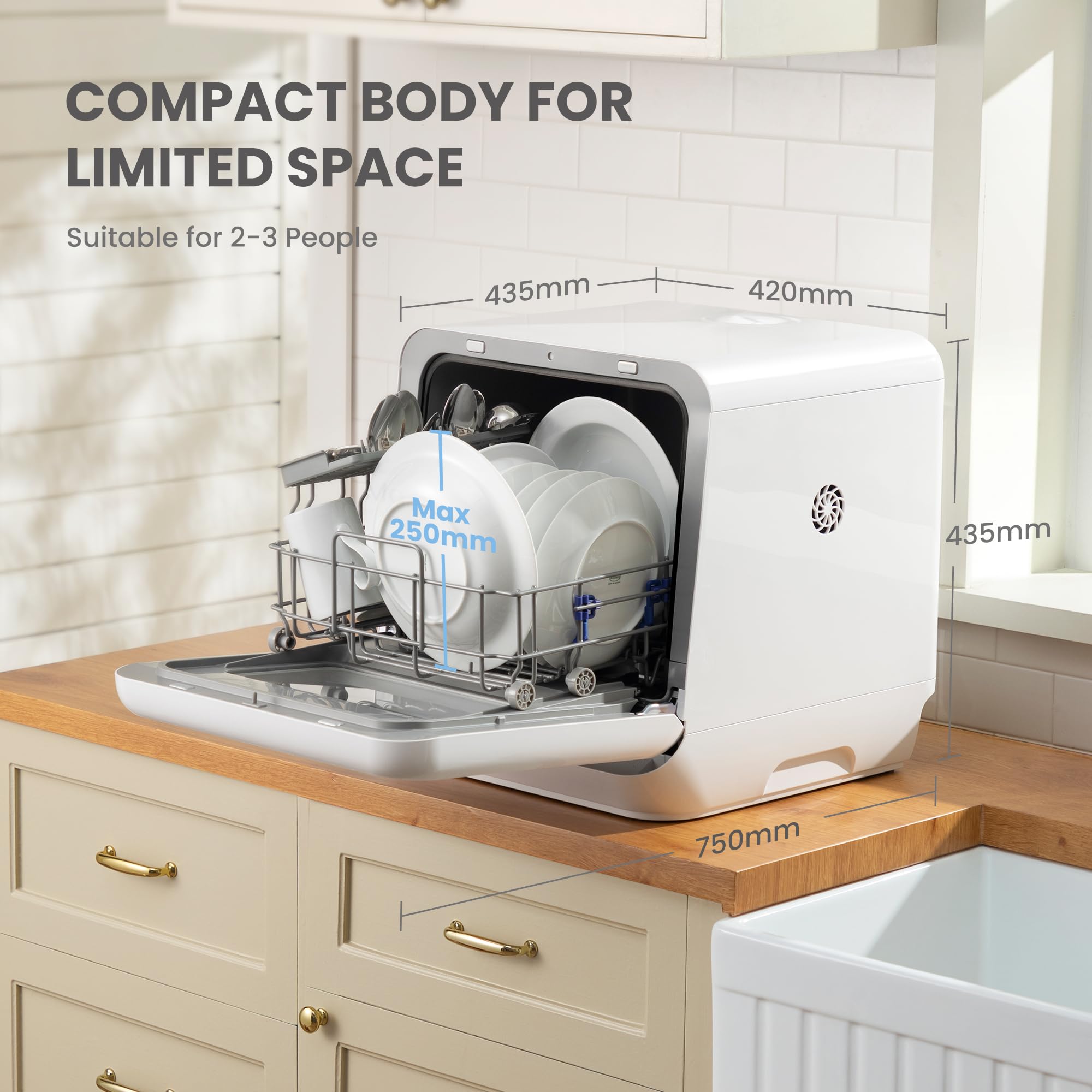 COMFEE' Table Top Dishwasher, Mini Countertop Dishwasher with 6+3 Programs, Steam Wash