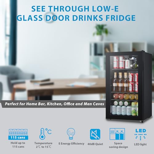COMFEE' RCZ99BG2(E) Under Counter Beer & Drinks Fridge-93L Capacity,Holds up to 115 Cans