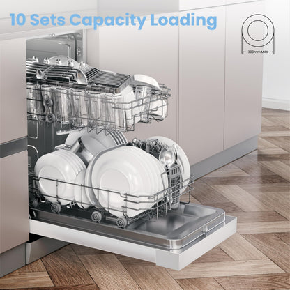 COMFEE' Freestanding Dishwasher CDWEF1034BW-UK 45cm Width, Slimline Dishwasher with 10 place settings